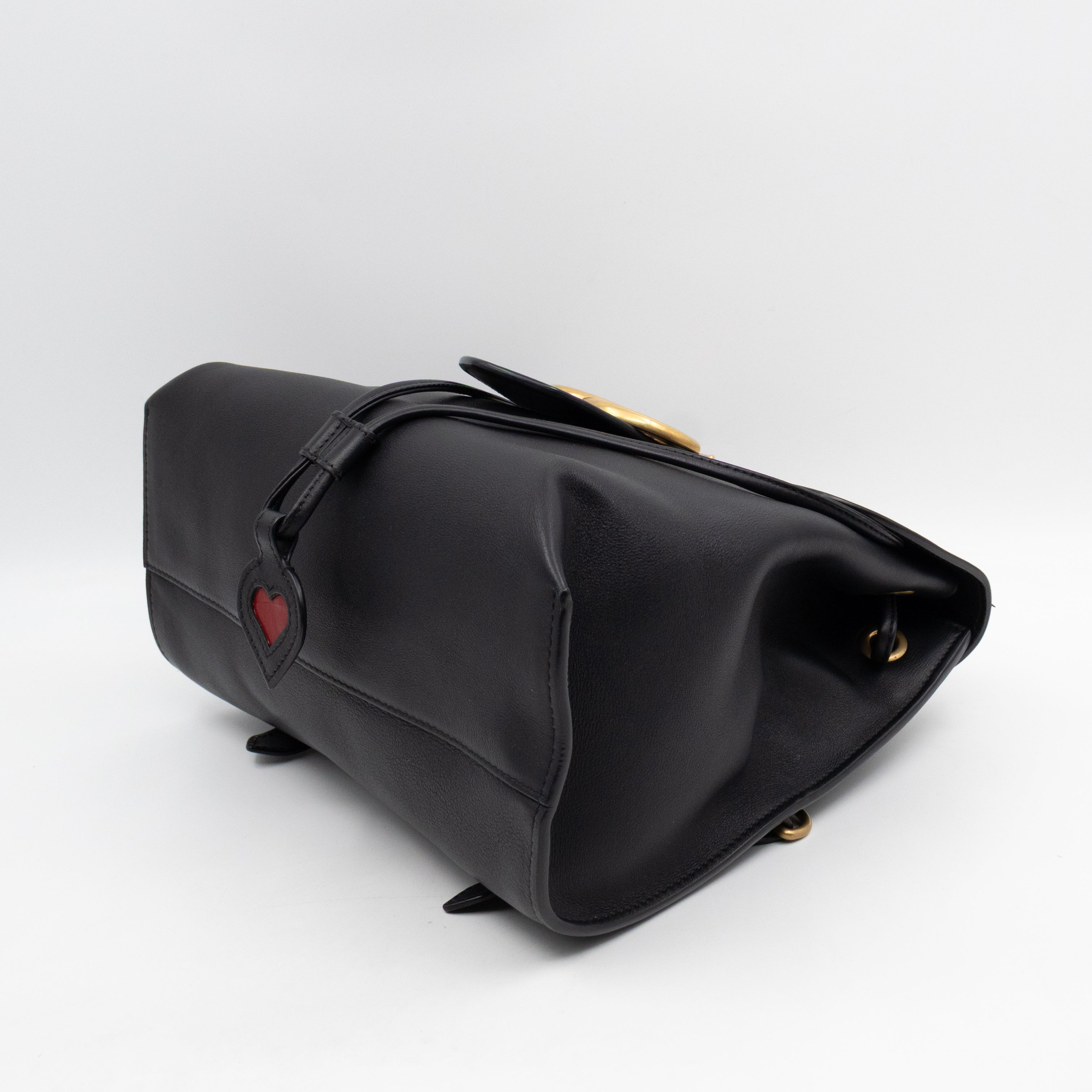GG Marmont Web Heart Backpack Black Leather