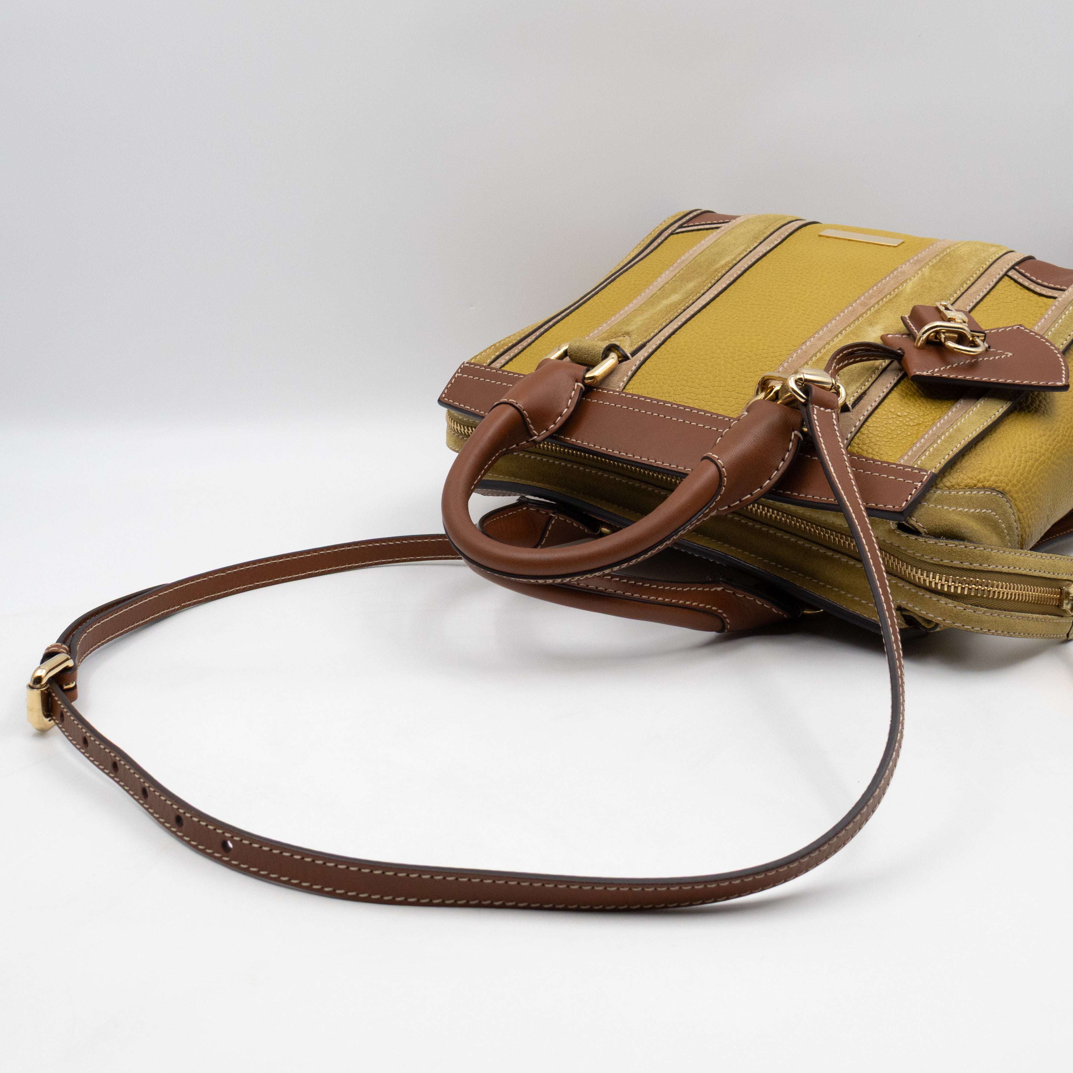 Alchester Satchel Bag Brown & Yellow Leather