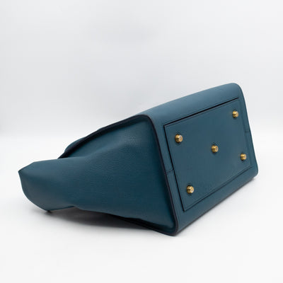 Tie Knot Tote Bag Medium Teal Leather