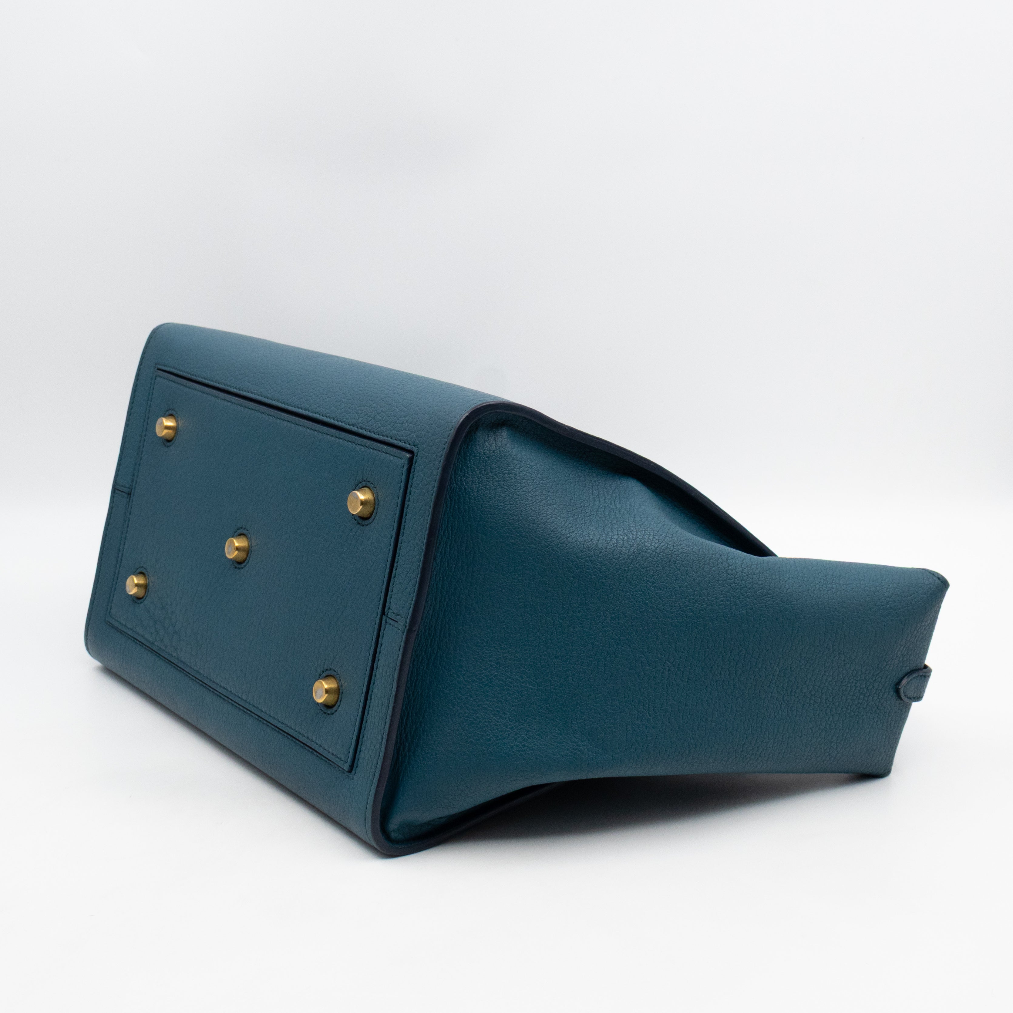 Tie Knot Tote Bag Medium Teal Leather