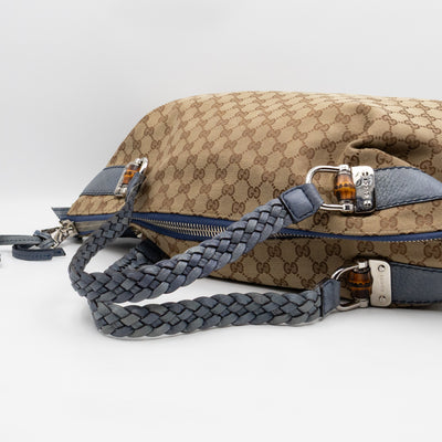 Bamboo Bar Medium Tote GG Supreme Blue Leather