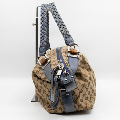 Bamboo Bar Medium Tote GG Supreme Blue Leather
