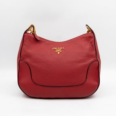 Crossbody Bag Red Vitello Daino Leather
