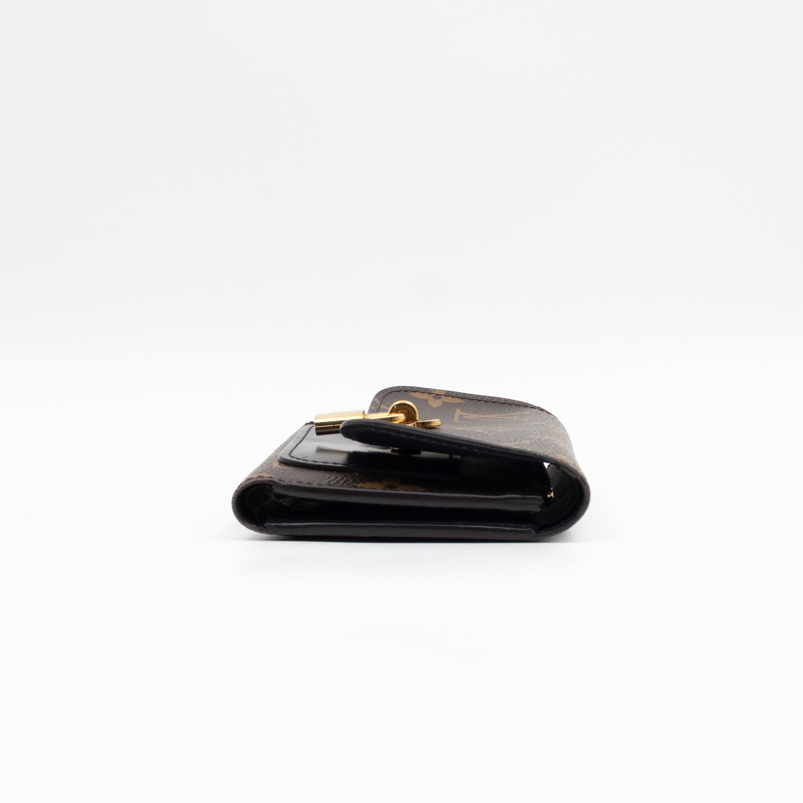Flower Lock Compact Wallet Monogram Black