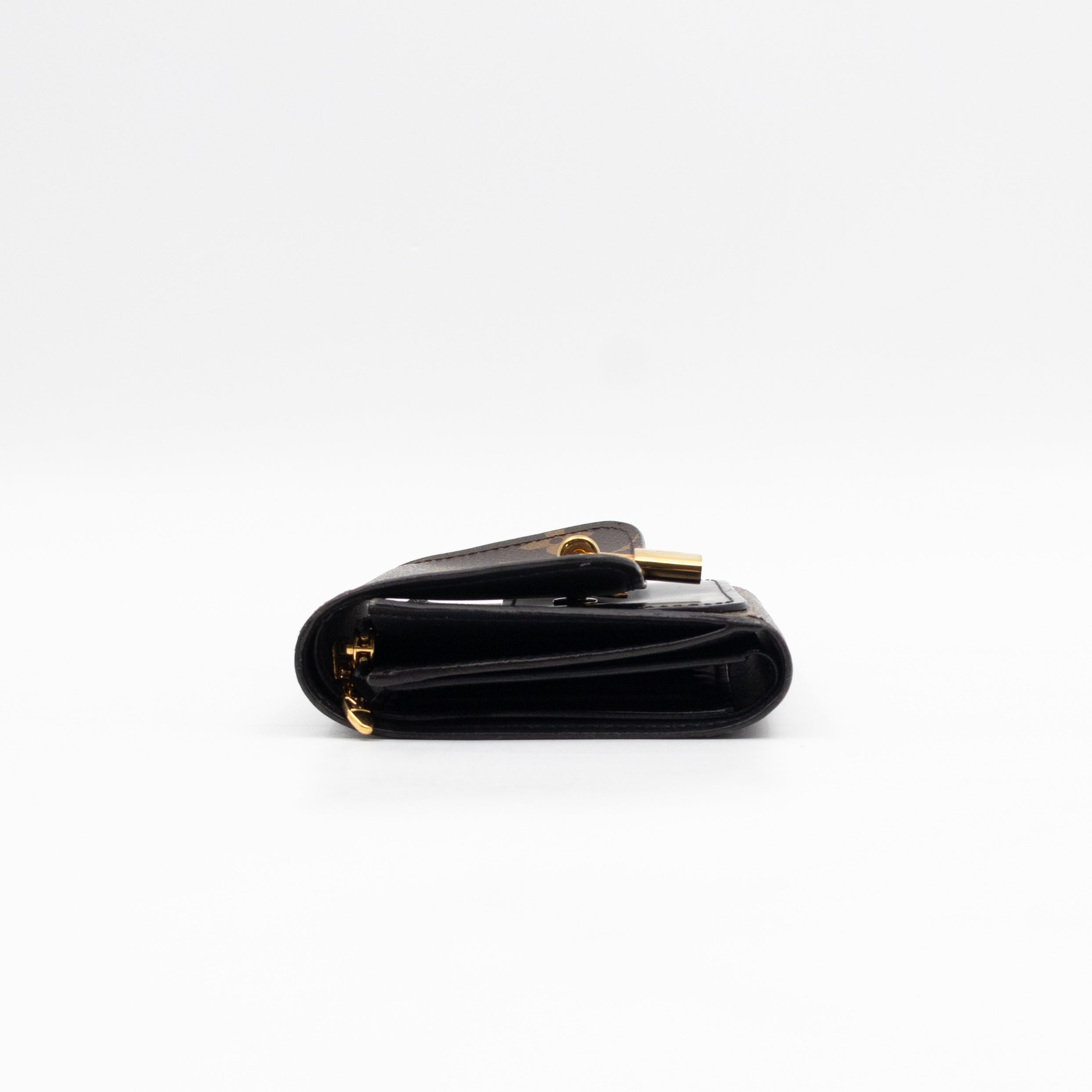 Flower Lock Compact Wallet Monogram Black