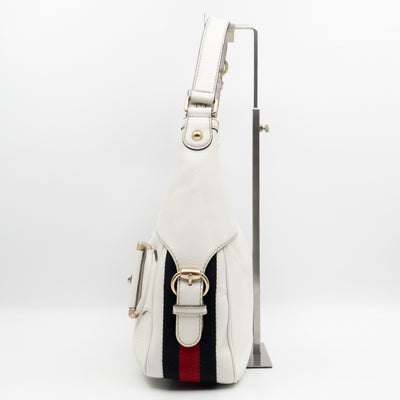 Heritage Horsebit Hobo White Leather