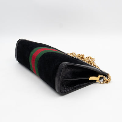 Ophidia Chain GG Small Shoulder Bag Black Suede