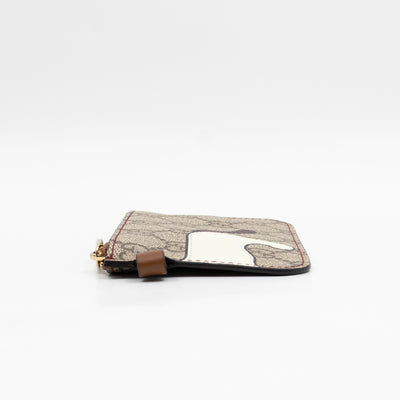 Multifunction Lanyard With Dog Print GG Supreme Brown