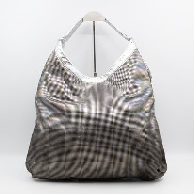 Hollywood Hobo Tote Perforated Metallic Ombre Leather Silver