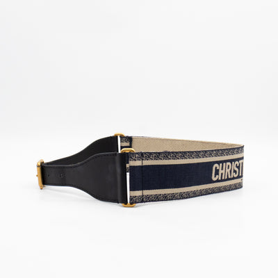 Blue Christian Dior Paris Embroidery Belt 75 cm