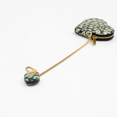 Heart Coin Purse Black & Beige Leopard Vernis
