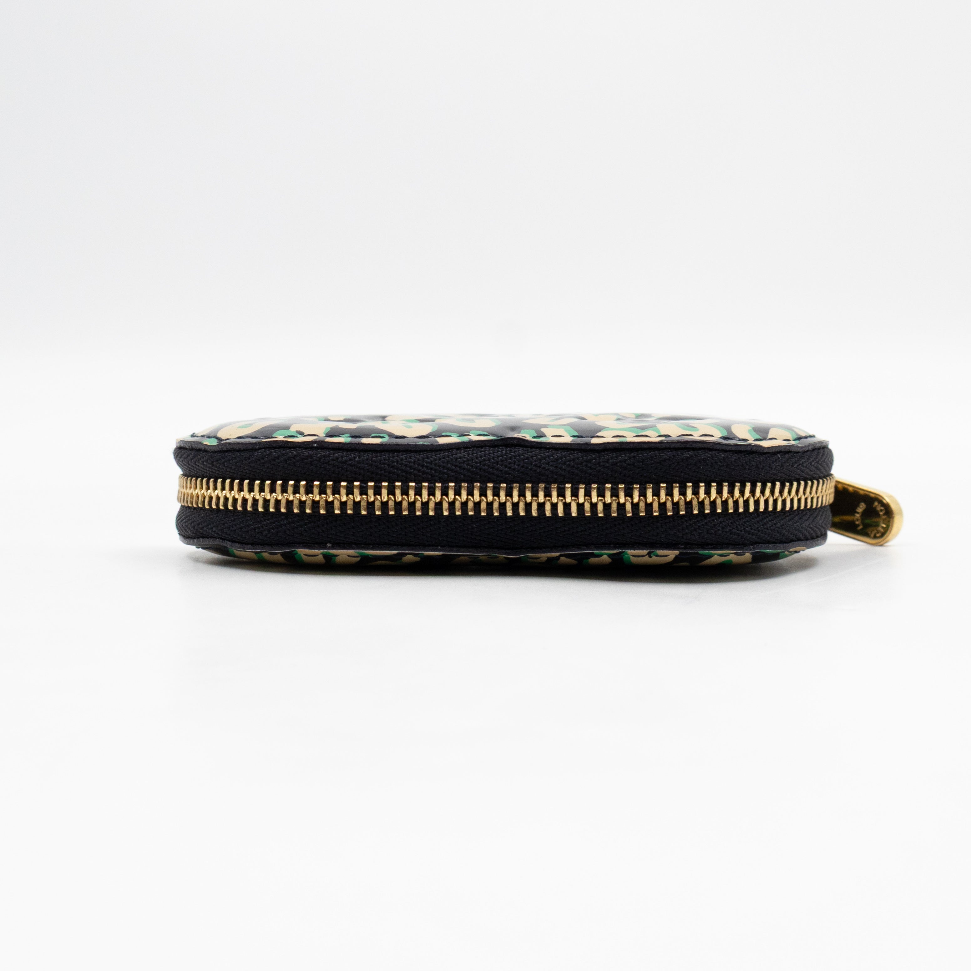 Heart Coin Purse Black & Beige Leopard Vernis
