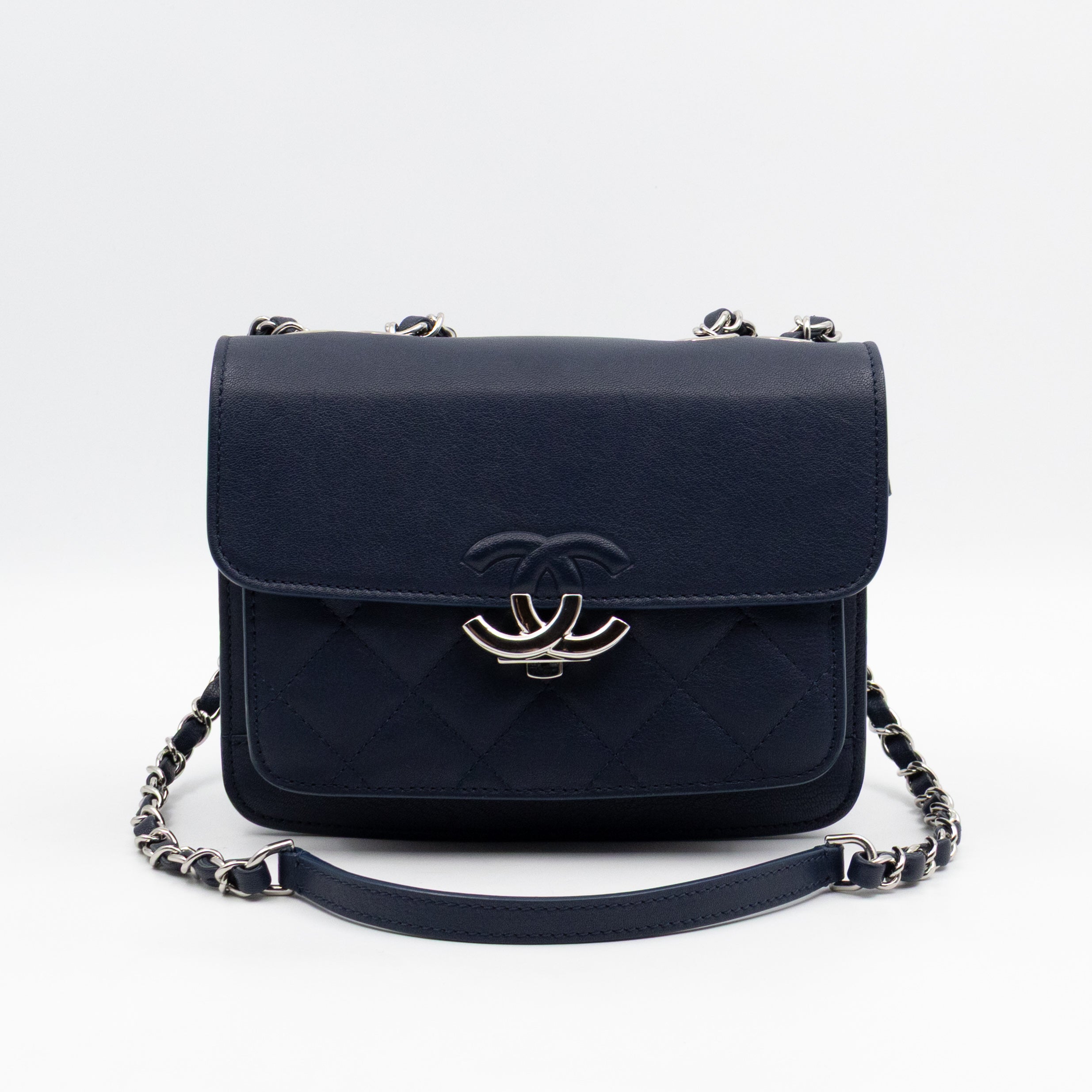 CC Box Flap Bag Blue Leather