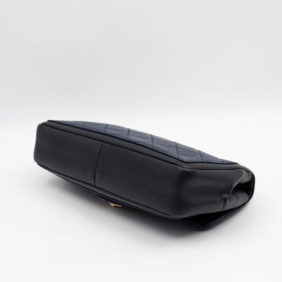 Graphic Medium Flap Bag Blue & Black Leather