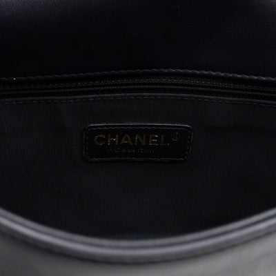 Graphic Medium Flap Bag Blue & Black Leather