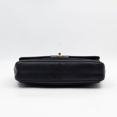Graphic Medium Flap Bag Blue & Black Leather