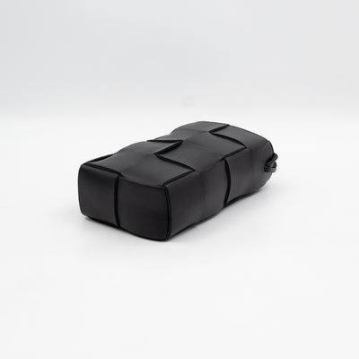Cassette Phone Pouch Black Maxi Intrecciato Leather