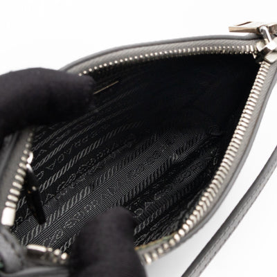 Small Pouch Grey Saffiano Leather