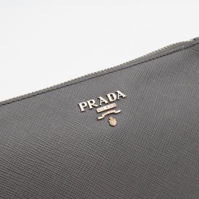 Small Pouch Grey Saffiano Leather