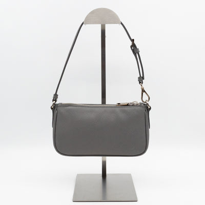 Small Pouch Grey Saffiano Leather