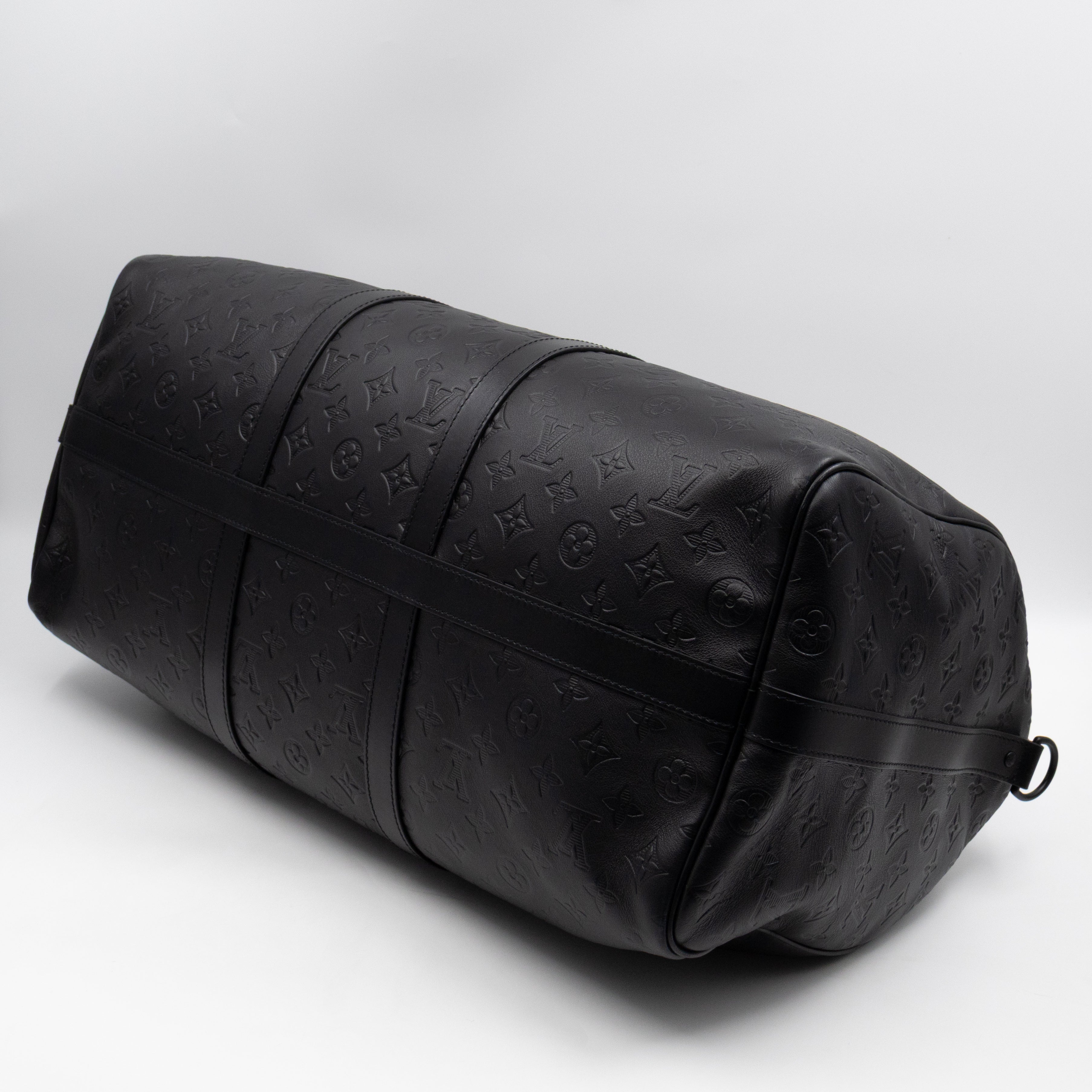 Keepall 50 Bandouliere Black Shadow Leather