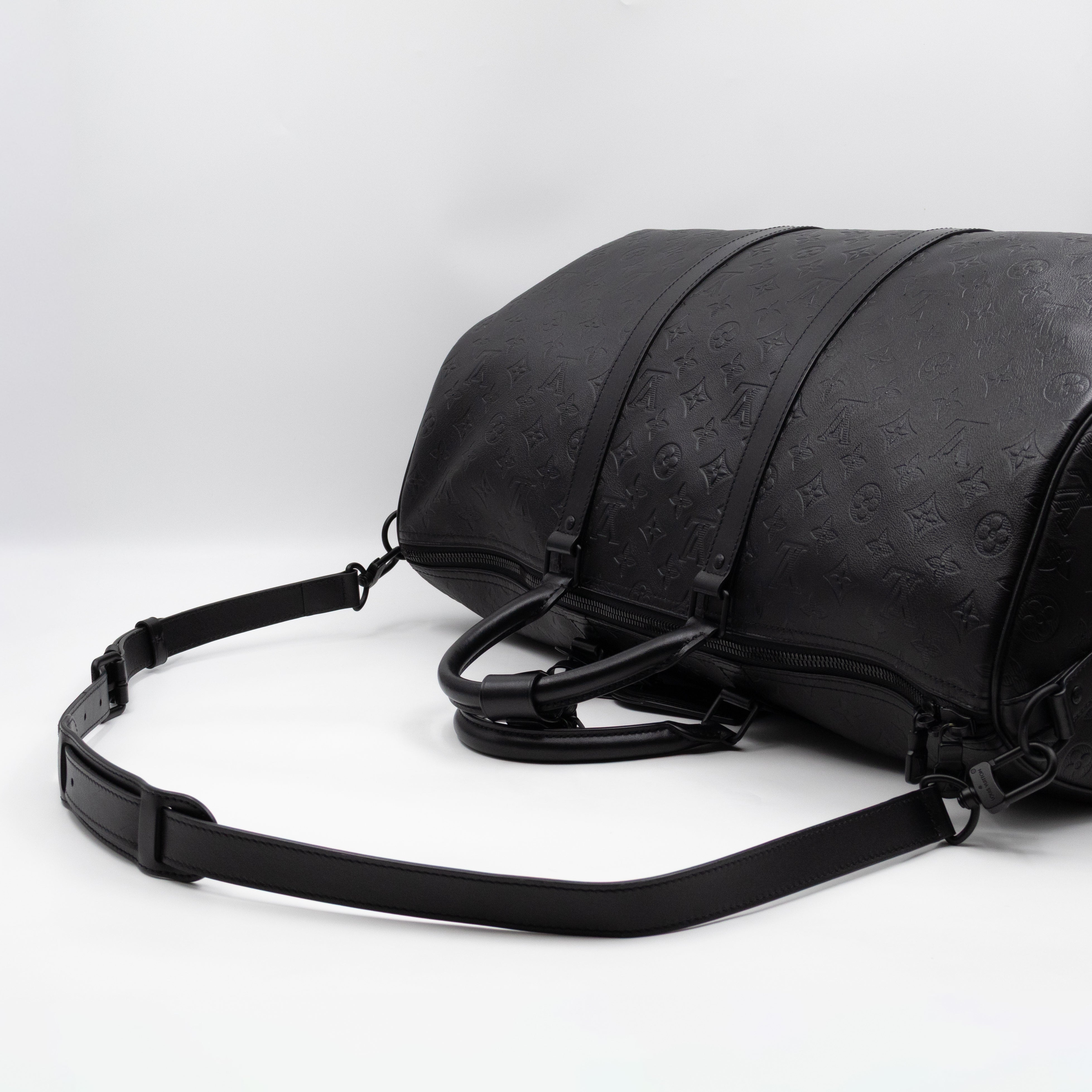 Keepall 50 Bandouliere Black Shadow Leather