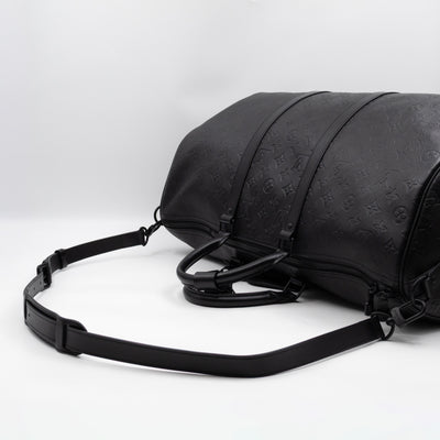 Keepall 50 Bandouliere Black Shadow Leather