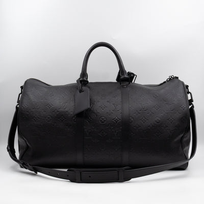 Keepall 50 Bandouliere Black Shadow Leather