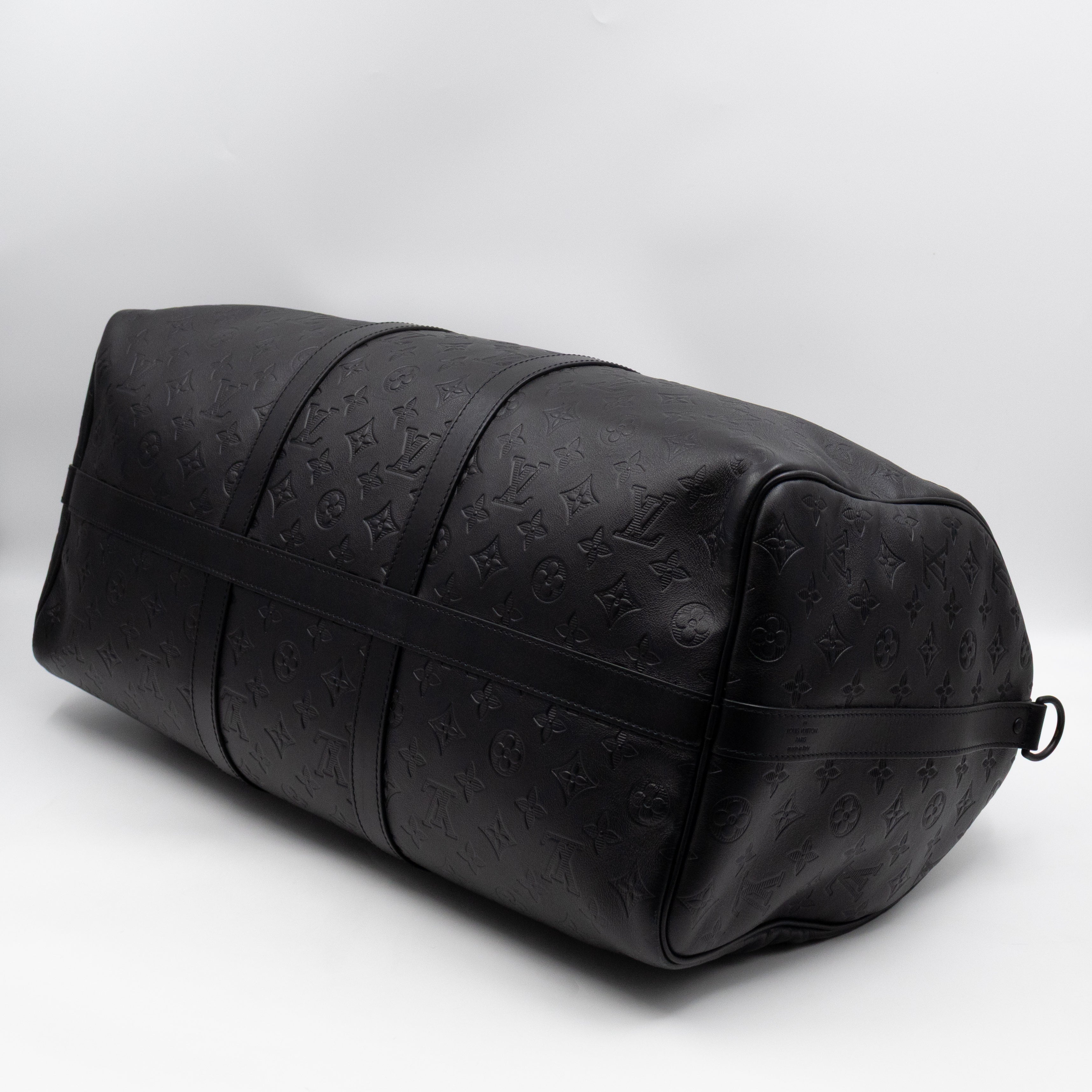 Keepall 50 Bandouliere Black Shadow Leather