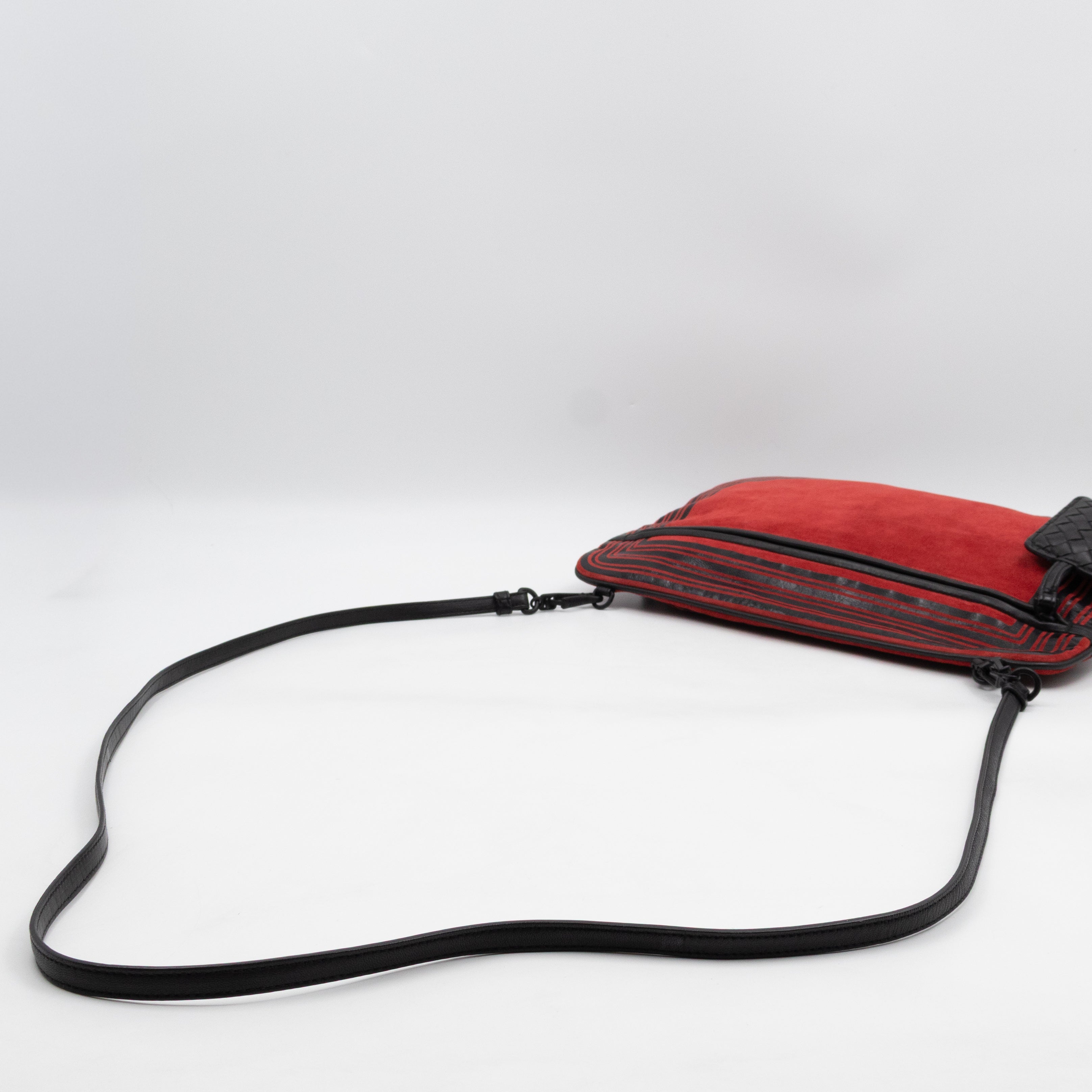 Crossbody Bag Red & Black Suede