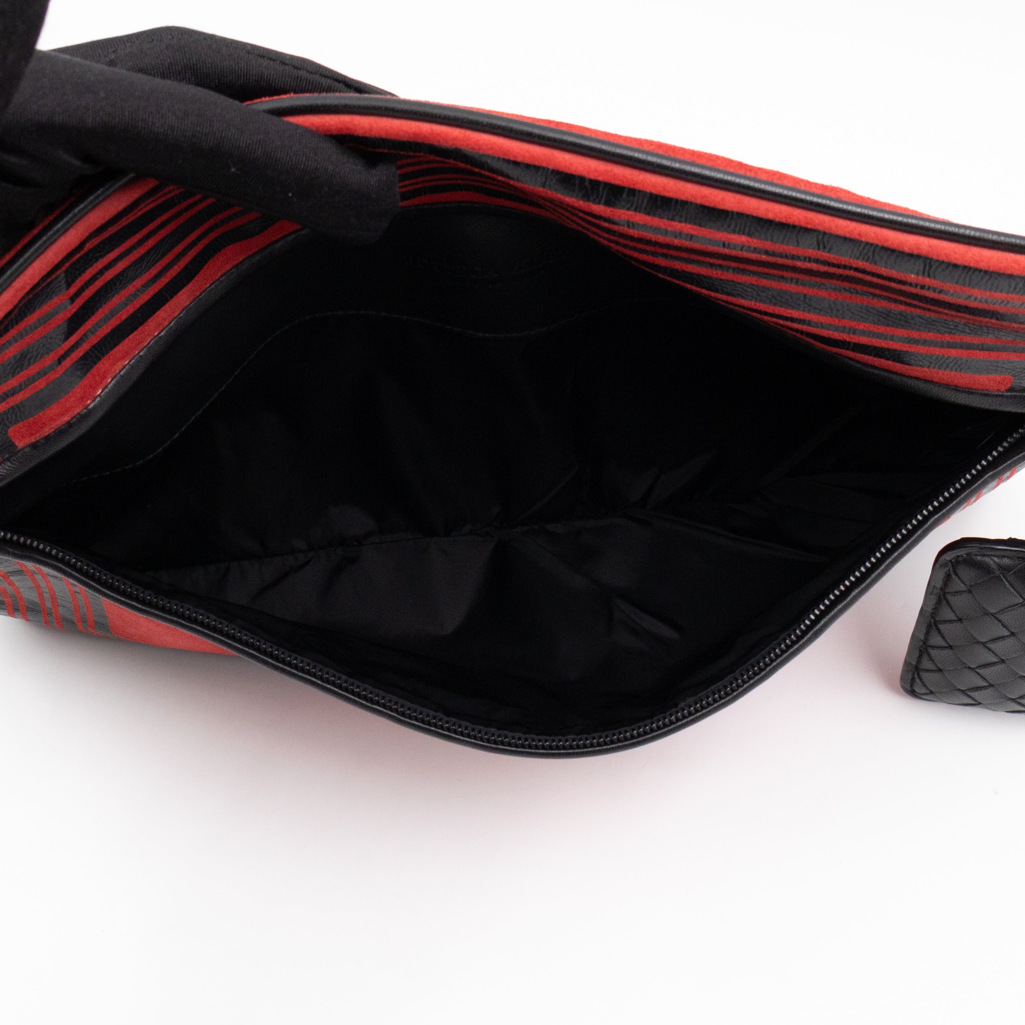 Crossbody Bag Red & Black Suede