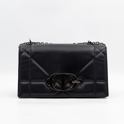 30 Montaigne Top Handle Bag Maxi Cannage Black Leather
