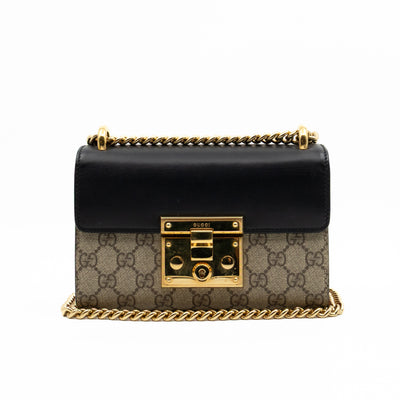 Padlock Flap Bag Small GG Supreme Black Leather