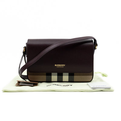 New Hampshire Shoulder Bag Dark Sepia Brown Leather Check