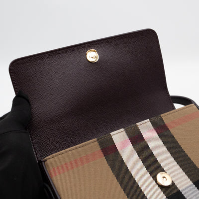 New Hampshire Shoulder Bag Dark Sepia Brown Leather Check