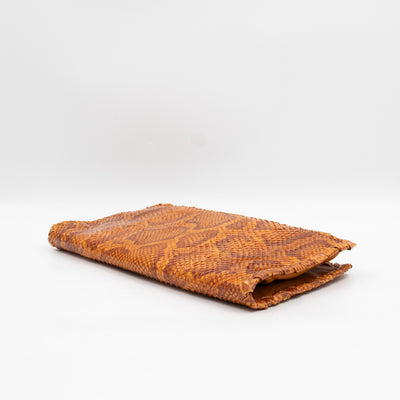 Twist Lock Clutch Intrecciato Orange Snakeskin