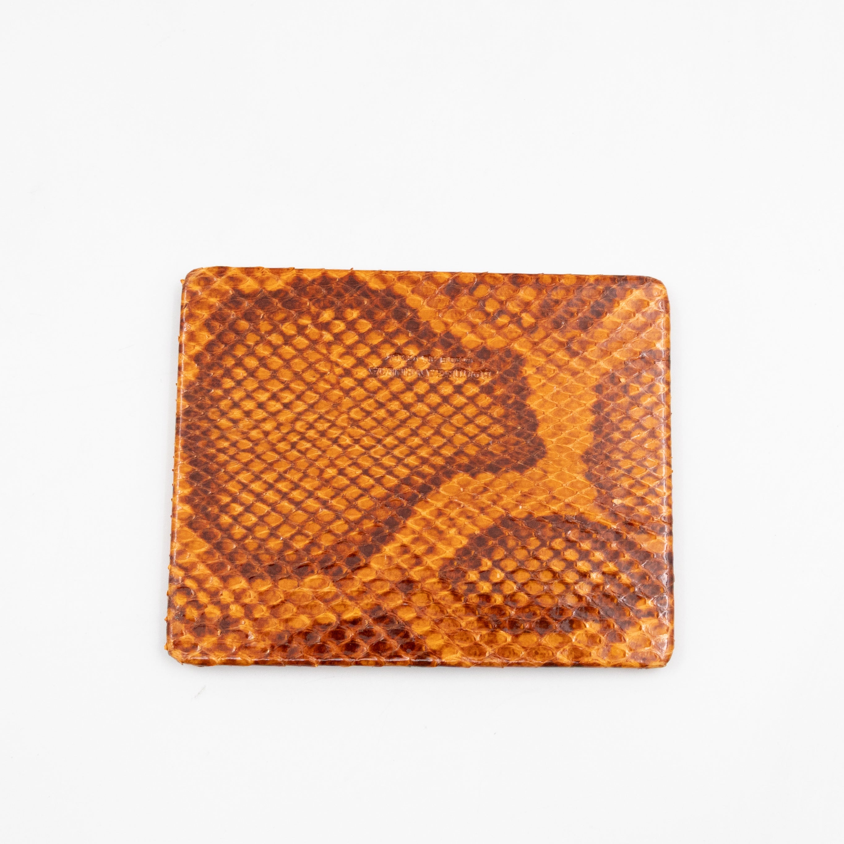 Twist Lock Clutch Intrecciato Orange Snakeskin