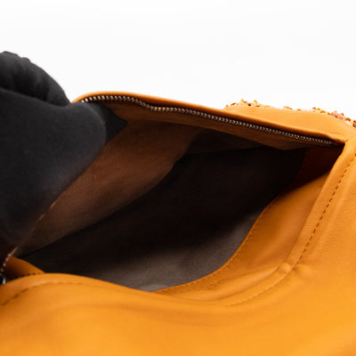 Twist Lock Clutch Intrecciato Orange Snakeskin