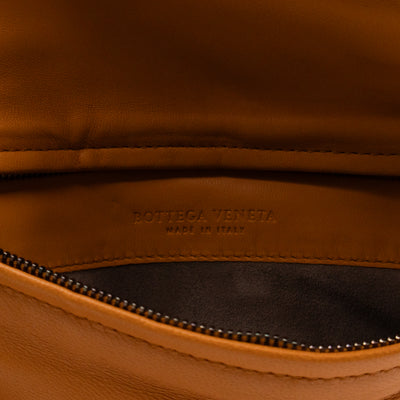 Twist Lock Clutch Intrecciato Orange Snakeskin