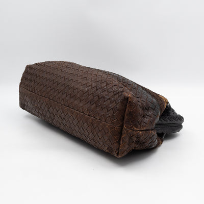 Top Handle Marron Intrecciato En Python Leather