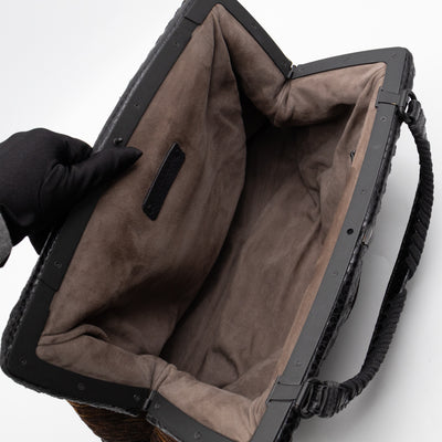 Top Handle Marron Intrecciato En Python Leather