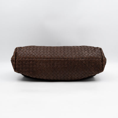 Top Handle Marron Intrecciato En Python Leather