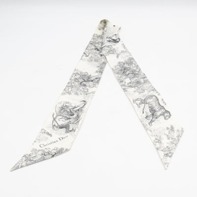 Toile de Jouy Sauvage Mitzah Scarf Silk Twill White & Black
