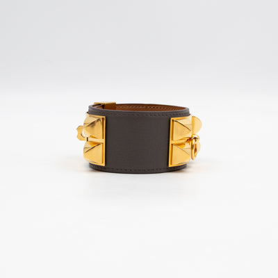 Collier de Chien Bracelet Gold & Grey Leather