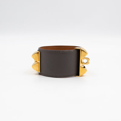 Collier de Chien Bracelet Gold & Grey Leather