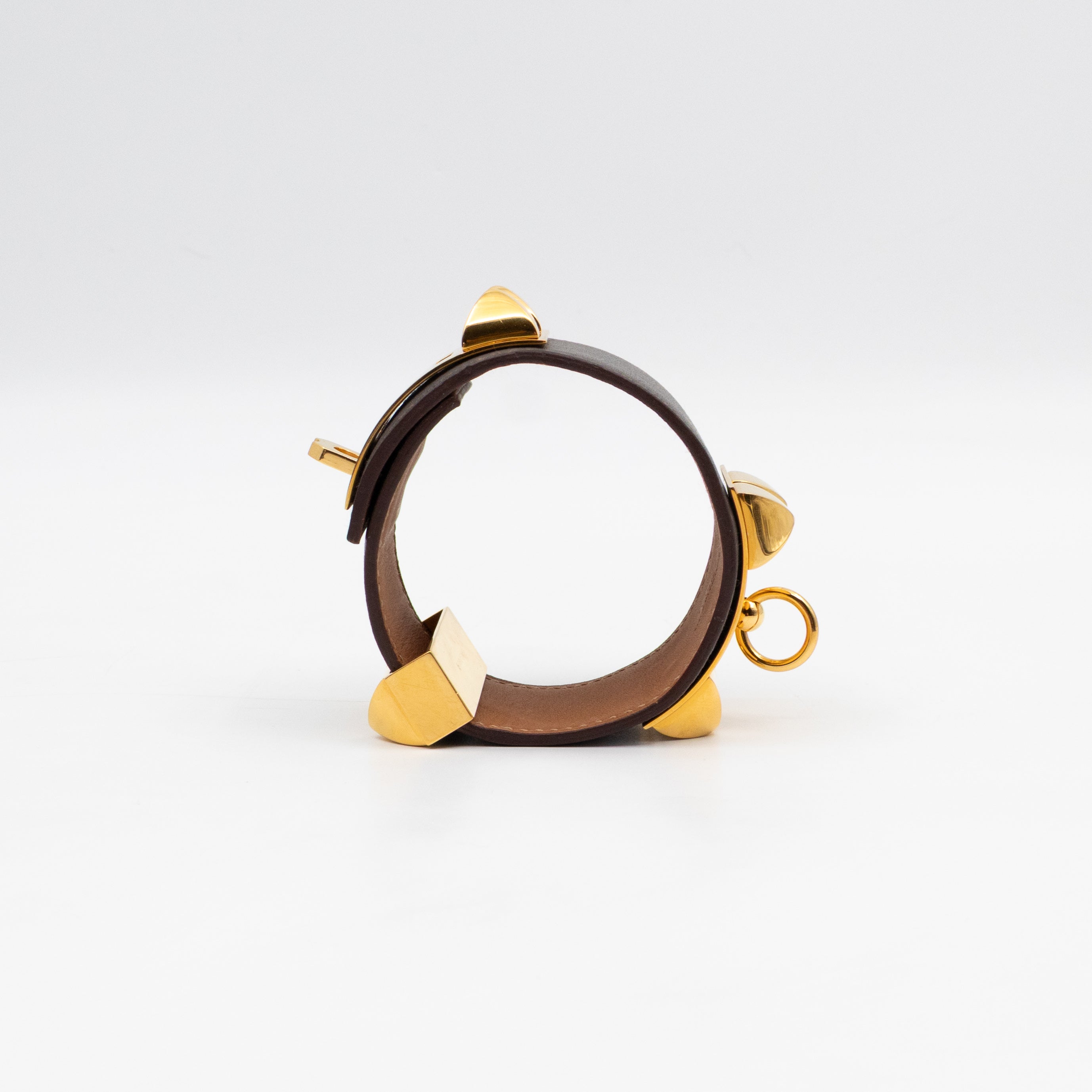Collier de Chien Bracelet Gold & Grey Leather