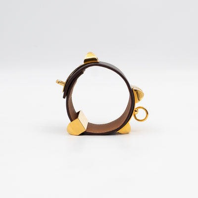 Collier de Chien Bracelet Gold & Grey Leather