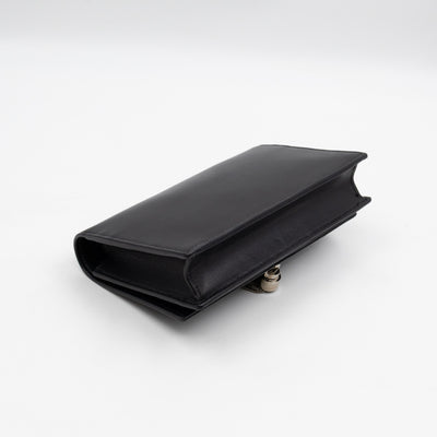 Kate Tassel Chain Wallet Black Smooth Leather Silver