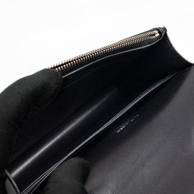 Kate Tassel Chain Wallet Black Smooth Leather Silver