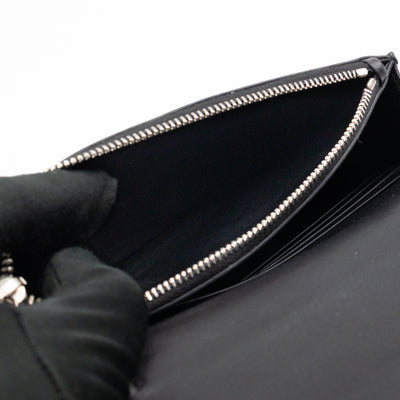 Kate Tassel Chain Wallet Black Smooth Leather Silver